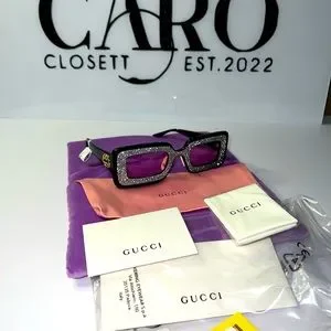 ?Gucci Hollywood Forever Crystal Embellished Sunglasses? $1305 GUCCI Black Gold Hollywood Forever Crystal GG0431S  main image 3